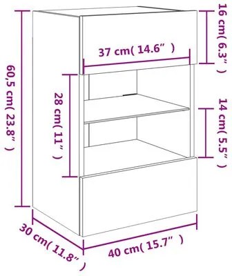 Móveis de Parede Selma p/ TV com Luzes LED - 2 Peças 40x30x60,5 cm - B