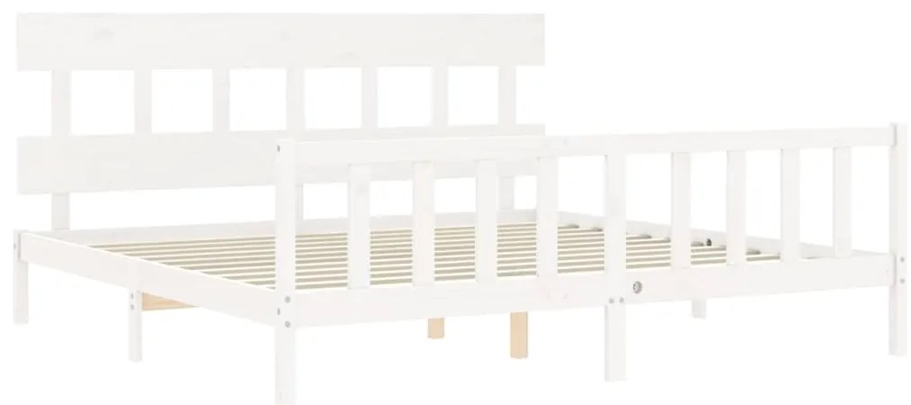 Cama sem colchão 200x200 cm madeira de pinho maciça branco