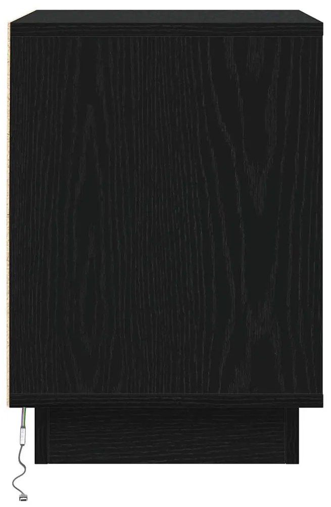Criados-mudos com Luzes LED 2 pcs Preto 39x34,5x50 cm