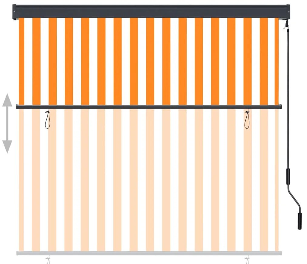 Estore de rolo para exterior 160x250 cm branco e laranja