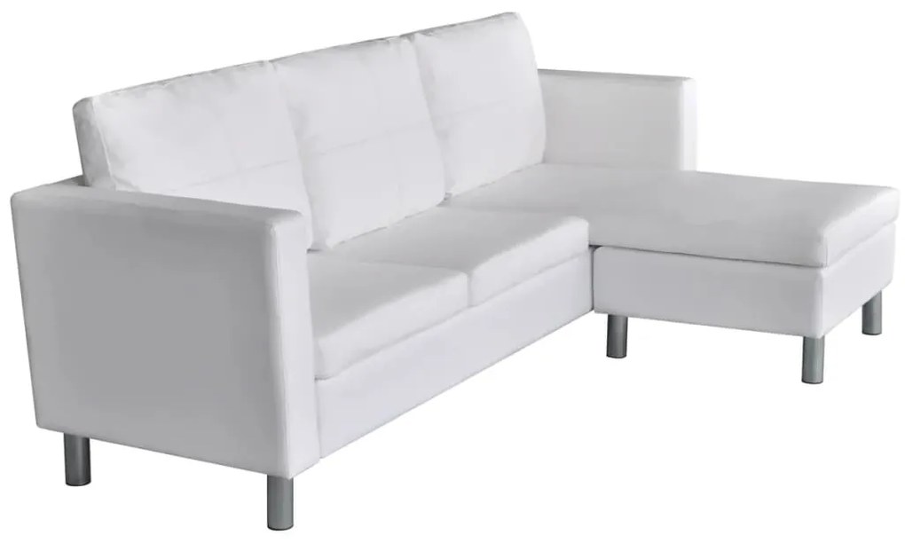 Sofá Paolo Chaise Longue -De 3 Lugares - Cor Branco - 188x122x77 cm -