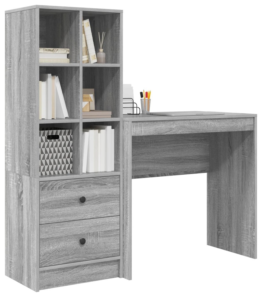 Mesa com Armazenamento Cinza Sonoma Madeira Engenharia