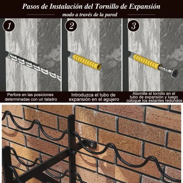 Garrafeira metálica para 100 garrafas de vinho com 10 níveis 98 x 25 x 100 cm para exposição, armazenamento, bar, adega, preta
