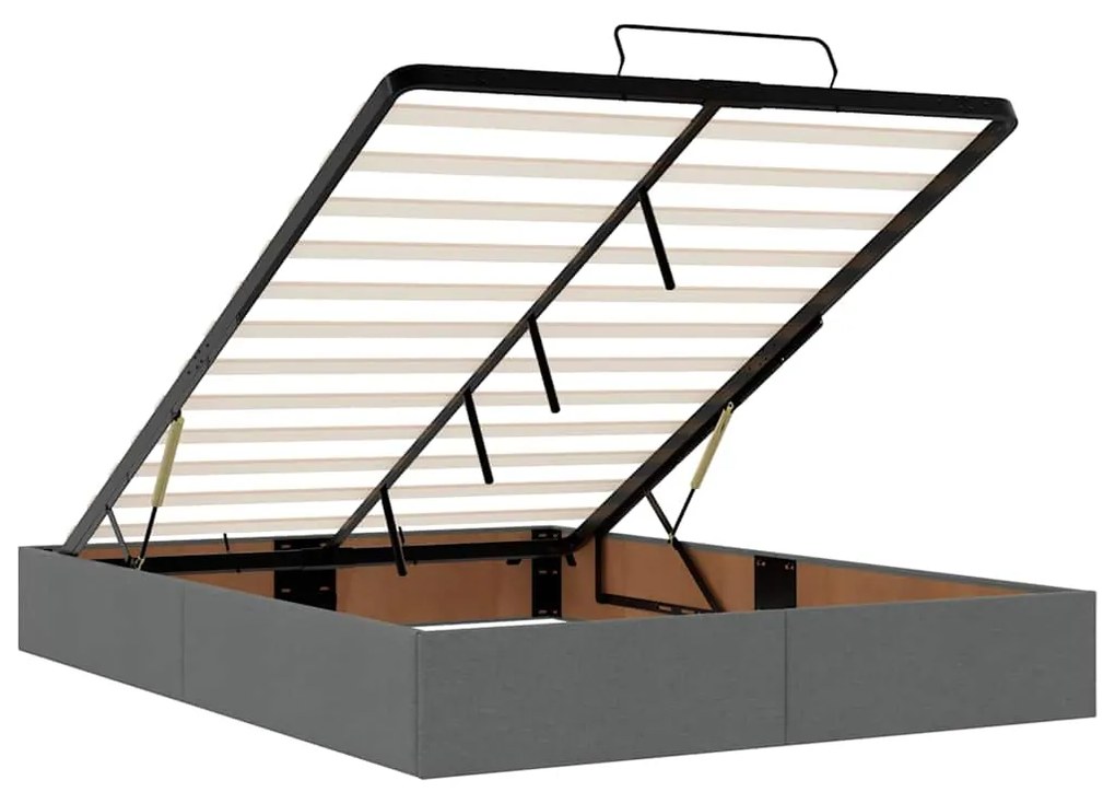 Estrutura de cama otomana com colchão 140x190cm cinzento escuro