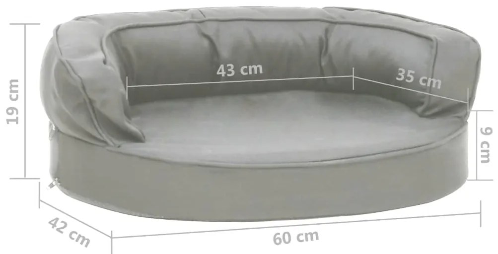 Cama para cães ergonómica 60x42 cm aspeto linho cinzento