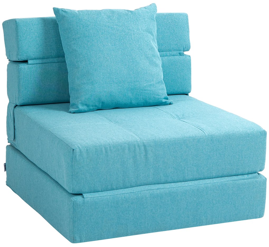 HOMCOM Poltrona Cama Poltrona de descanso Cama de Hóspedes Capa Removível 70x70x61 cm Azul Claro | Aosom Portugal