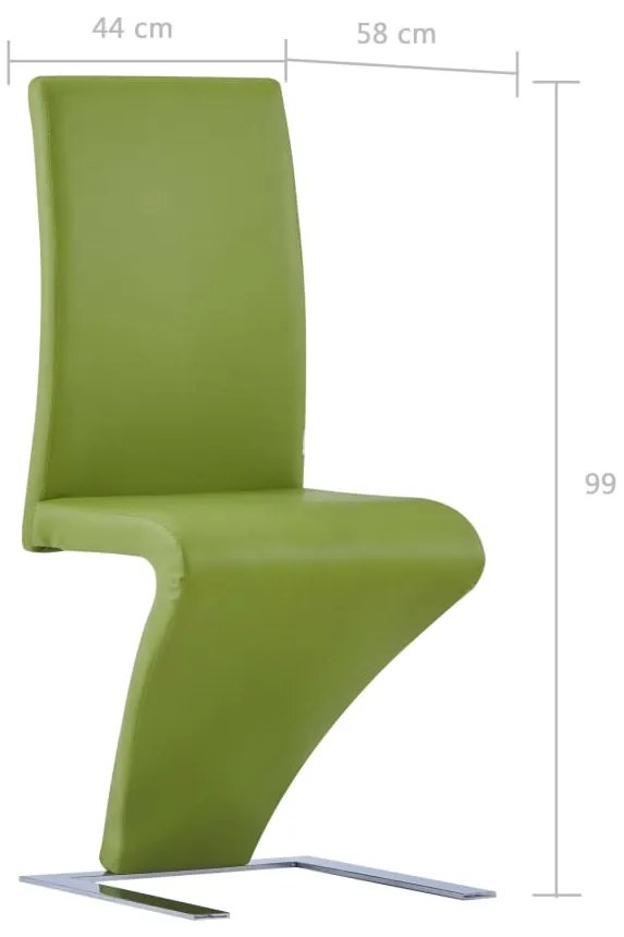 Cadeiras de jantar ziguezague 2 pcs couro artificial verde
