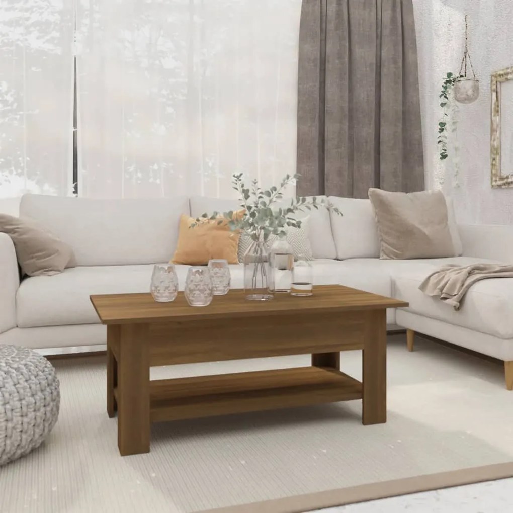 813076 vidaXL Mesa de centro 102x55x42 cm aglomerado cor carvalho castanho