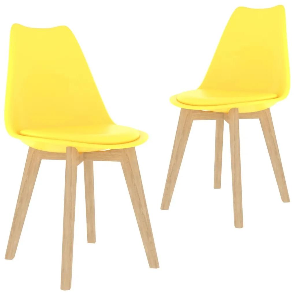 Cadeiras de jantar 2 pcs plástico amarelo