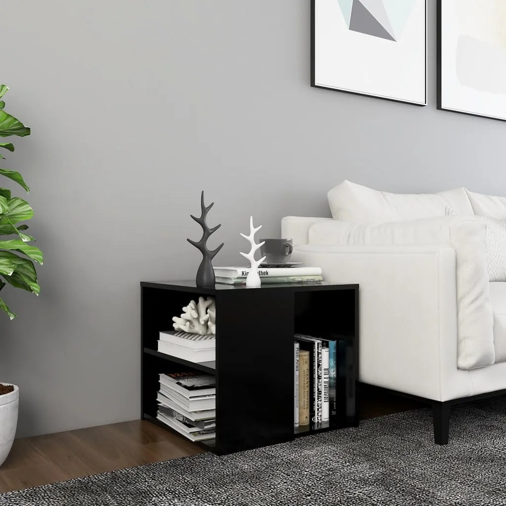 806383 vidaXL Mesa de apoio 50x50x45 cm contraplacado preto