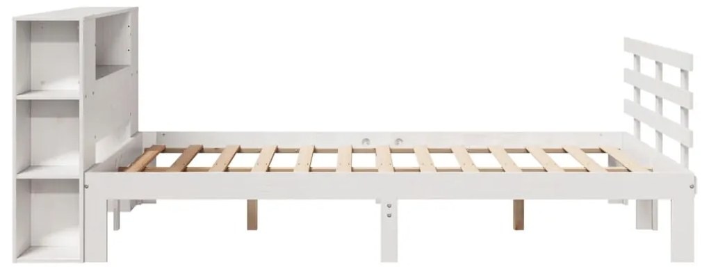 Cama com estante sem colchão 140x190 cm pinho maciço branco