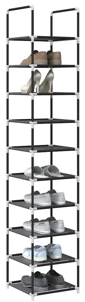 vidaXL Sapateira 10 camadas 33x33x174 cm tecido não tecido preto