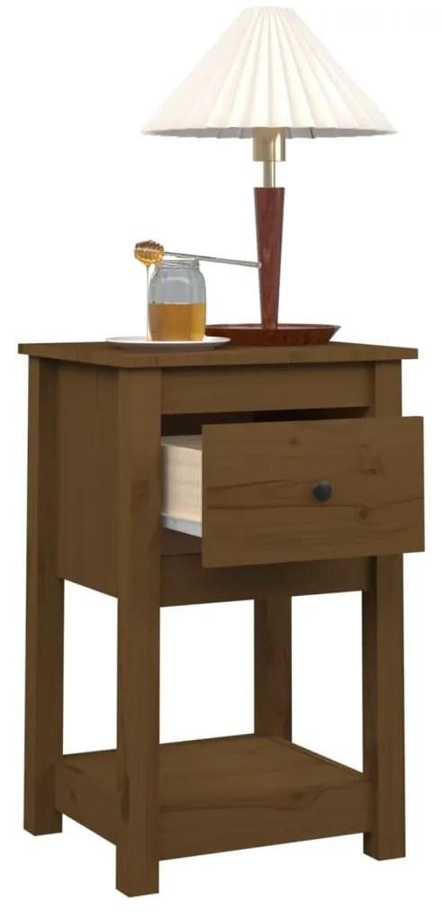 Mesa de cabeceira 40x35x61,5 cm pinho maciço castanho mel