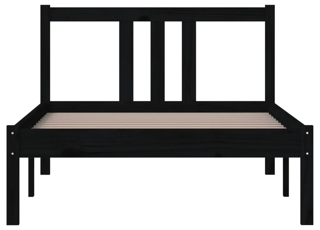 Estrutura de cama 90x200 cm madeira maciça preto