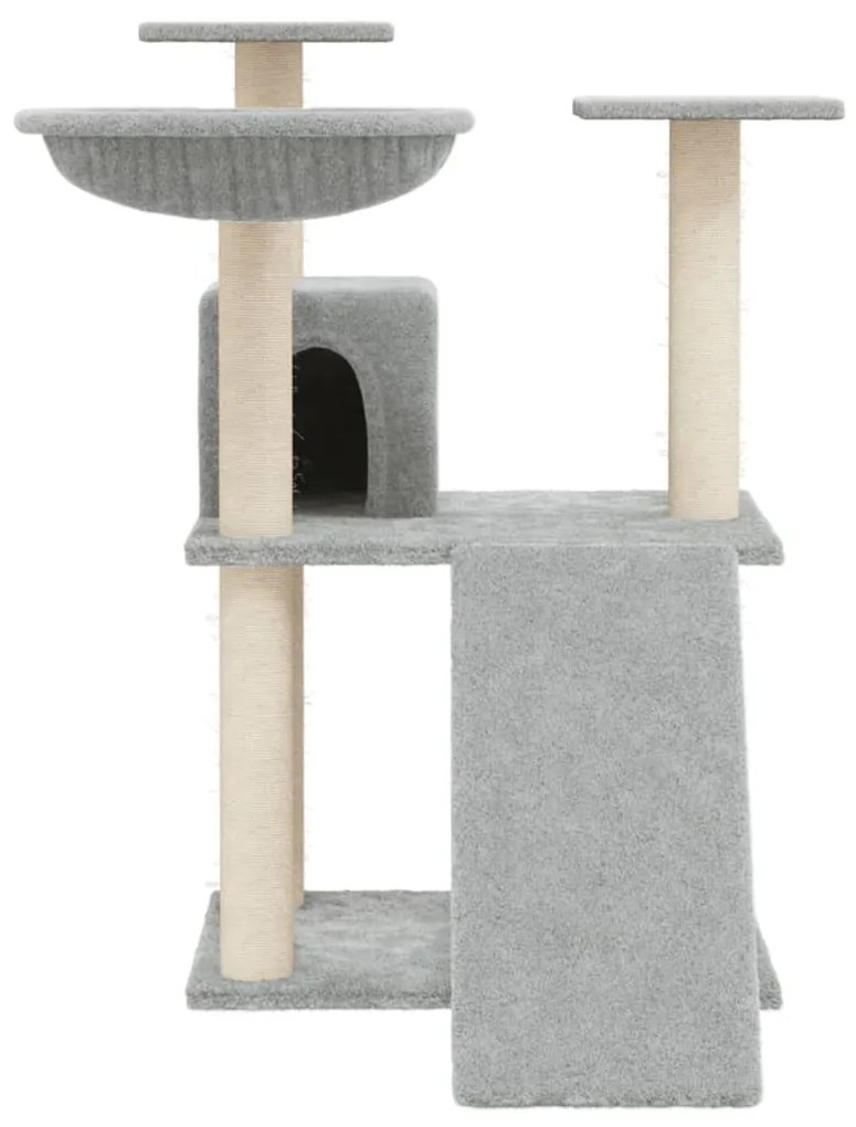 Árvore p/ gatos c/ postes arranhadores sisal 83 cm cinza-claro