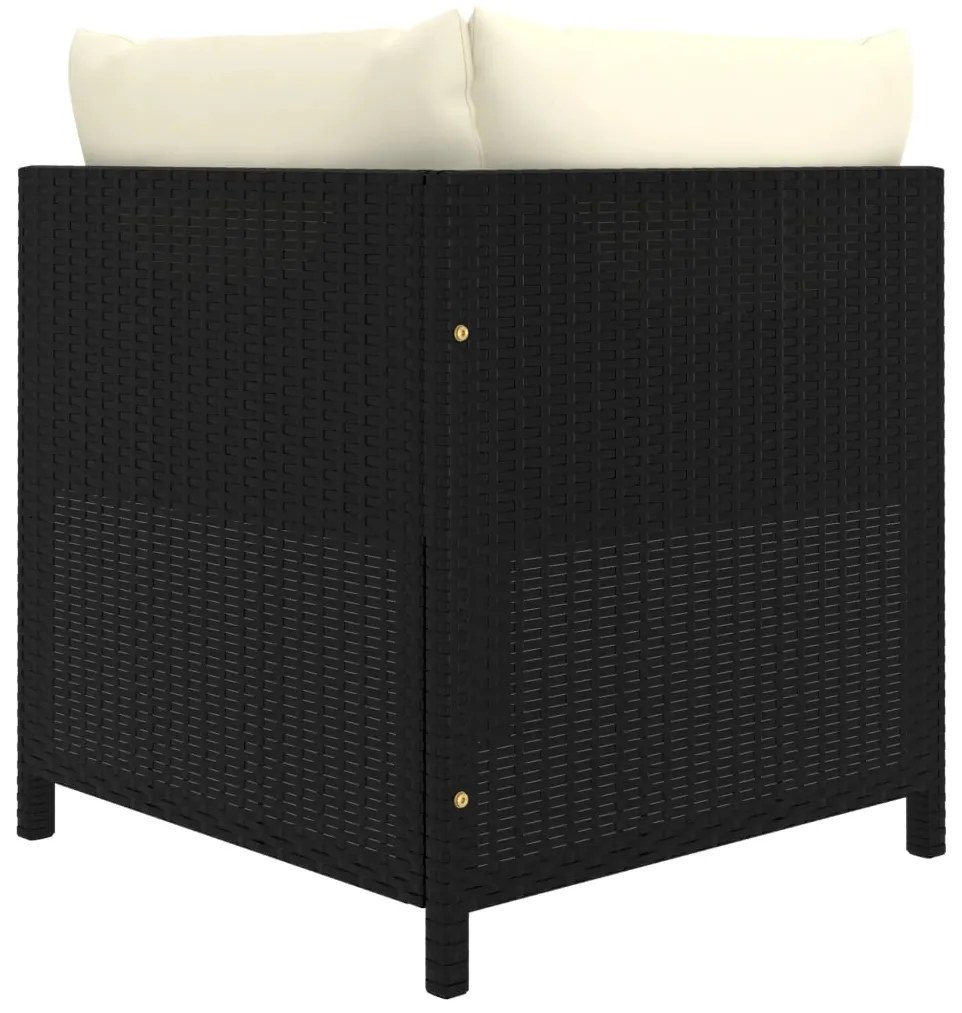 8 pcs conjunto lounge de jardim c/ almofadões vime PE preto