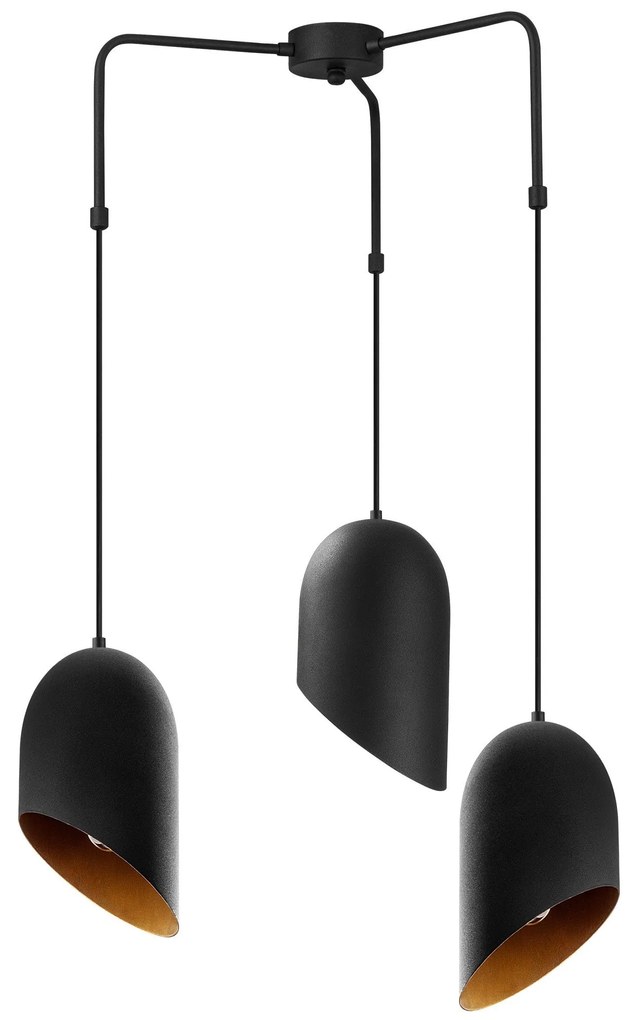 Candeeiro de Teto Kesik – Preto e Dourado – Diâmetro 52 cm, Altura 100