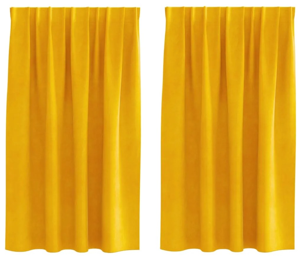 Cortinas Blackout vidaXL com fita superior 2 pcs Veludo Mostarda