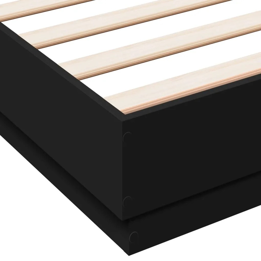 Estrutura de cama com LED sem colchão 150x200 cm preto