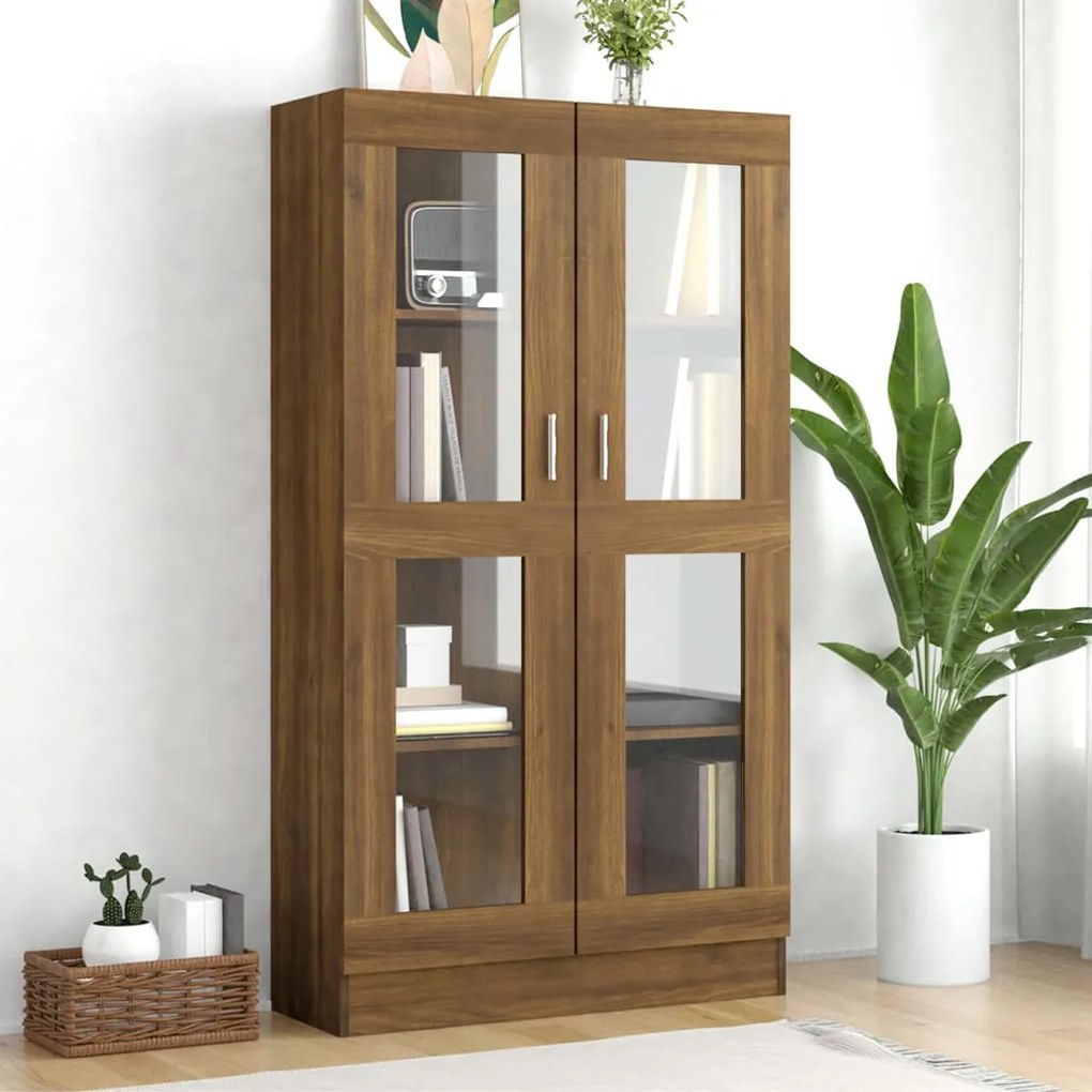 815119 vidaXL Vitrine 82,5x30,5x150 cm derivados de madeira carvalho castanho