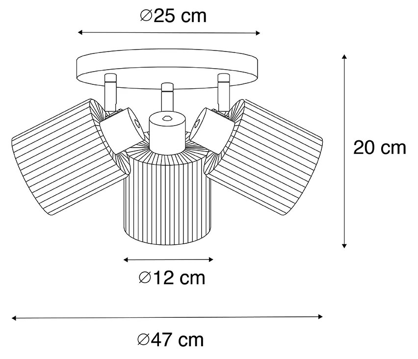 Candeeiro de teto dourado com vidro 3 luzes ajustáveis redondo - Laura