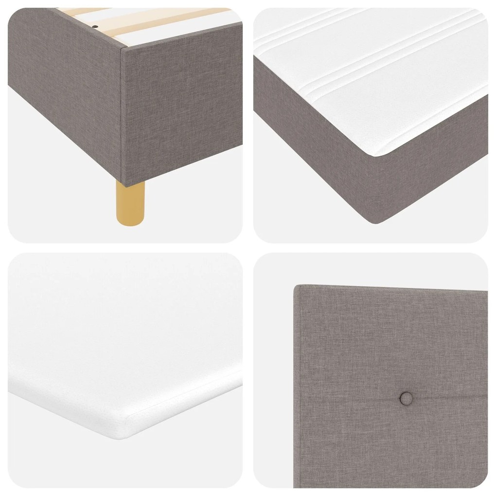 Cama Box com Colchão Taupe 100x200 cm Tecido