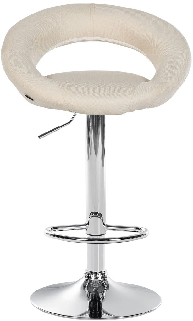 Conjunto de 2 bancos de bar Olinda em tecido e com estrutura cromada 52 x 77-97 x 47 cm Creme