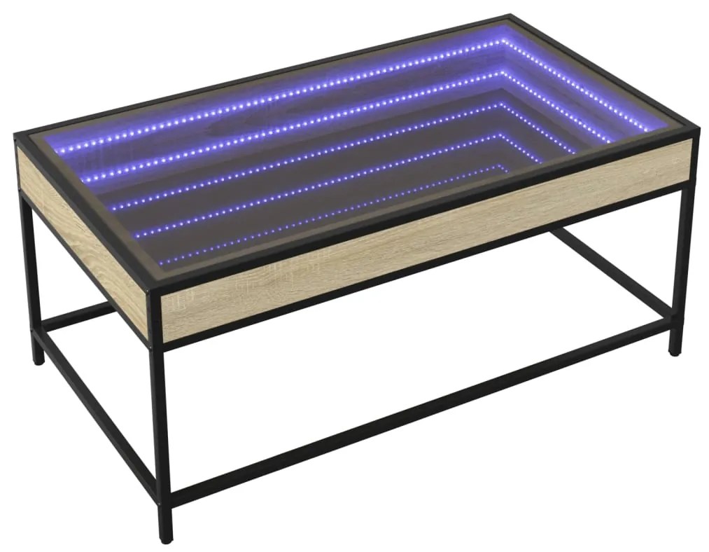 Mesa de centro luzes LED Infinity 90x50x41 cm carvalho sonoma