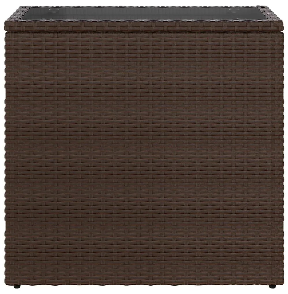 Mesa de apoio jardim tampo vidro 58x27,5x55 cm vime PE castanho