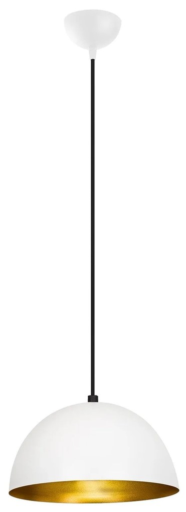 Candeeiro de Teto Sivani – Branco e Dourado – Diâmetro 30 cm, Altura 1