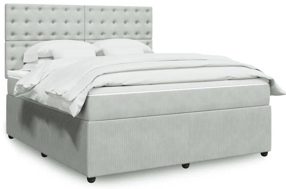 vidaXL Cama com molas/colchão 180x200 cm veludo cinzento-claro