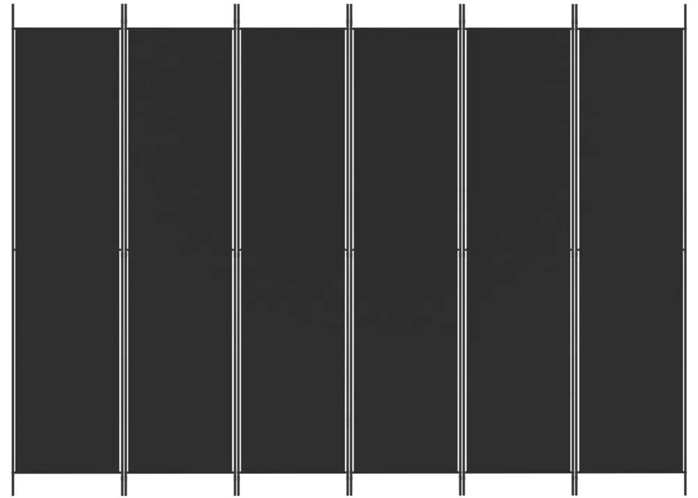 Divisória de quarto com 6 painéis 300x220 cm tecido preto