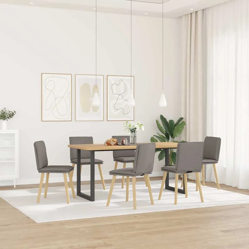 vidaXL Cadeiras de jantar 6 pcs tecido cinzento-acastanhado