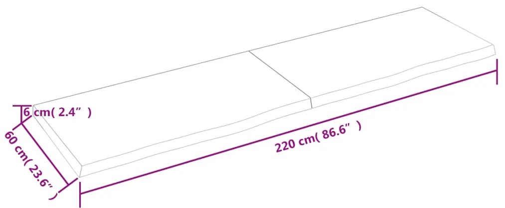 Prateleira de parede 220x60x6 cm carvalho tratado cinza-escuro