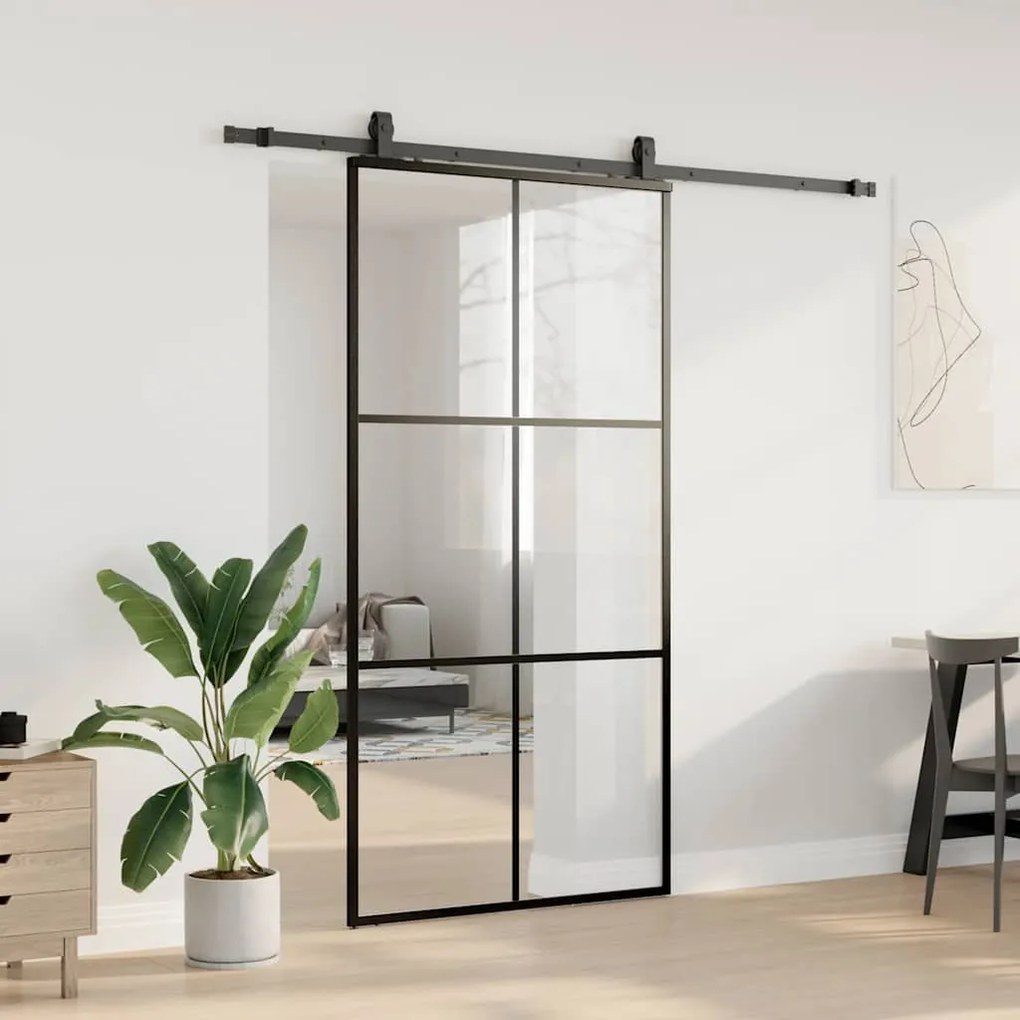 Porta deslizante c/ conj ferragens 102x205cm vidro ESG preto