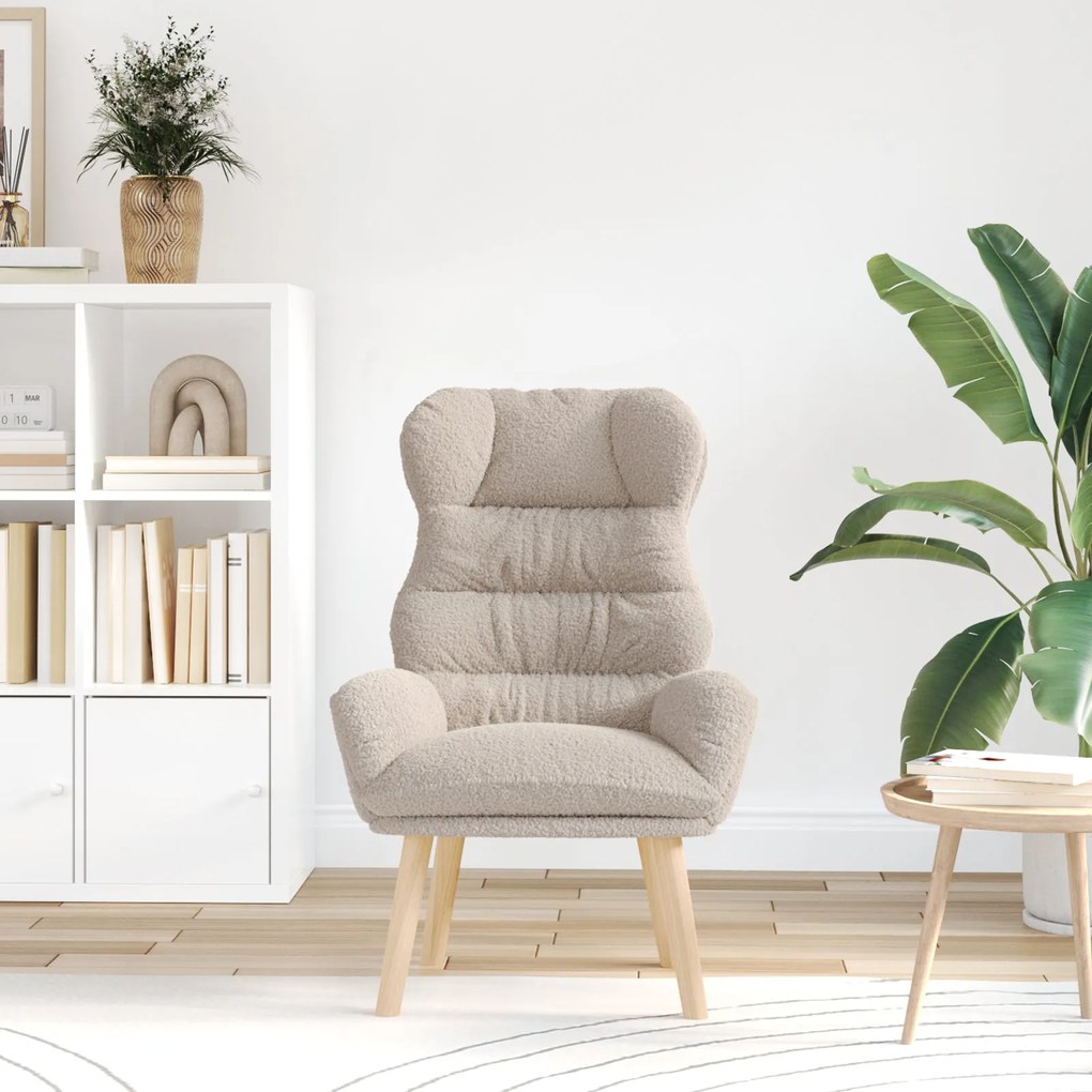 Poltrona Relaxante vidaXL Cinza Claro em Tecido Tipo Lã
