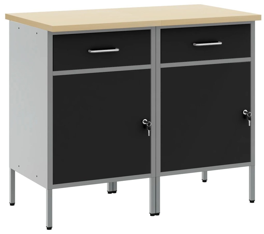 Gabinete de Trabalho vidaXL 2 pcs Preto e Cinza em Madeira Engenharia