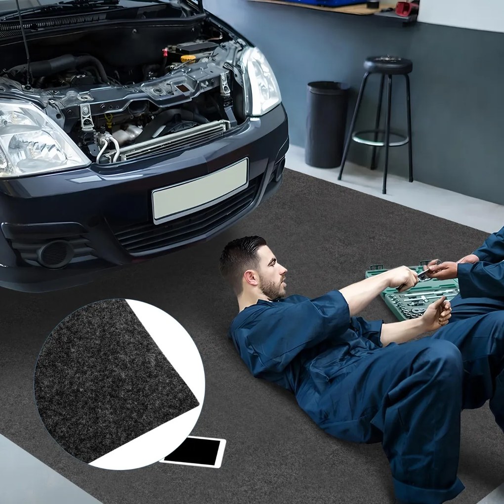 Tapete para chão de garagem reutilizável e lavável. Inclui fita adesiva cinzenta 180 x 150 cm Cinzento