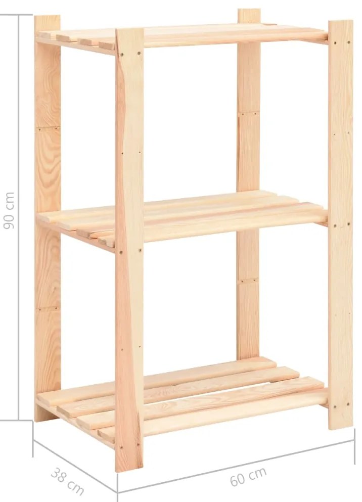 Unidade arrumação c/ 3 prateleiras 60x38x90 cm pinho 150 kg