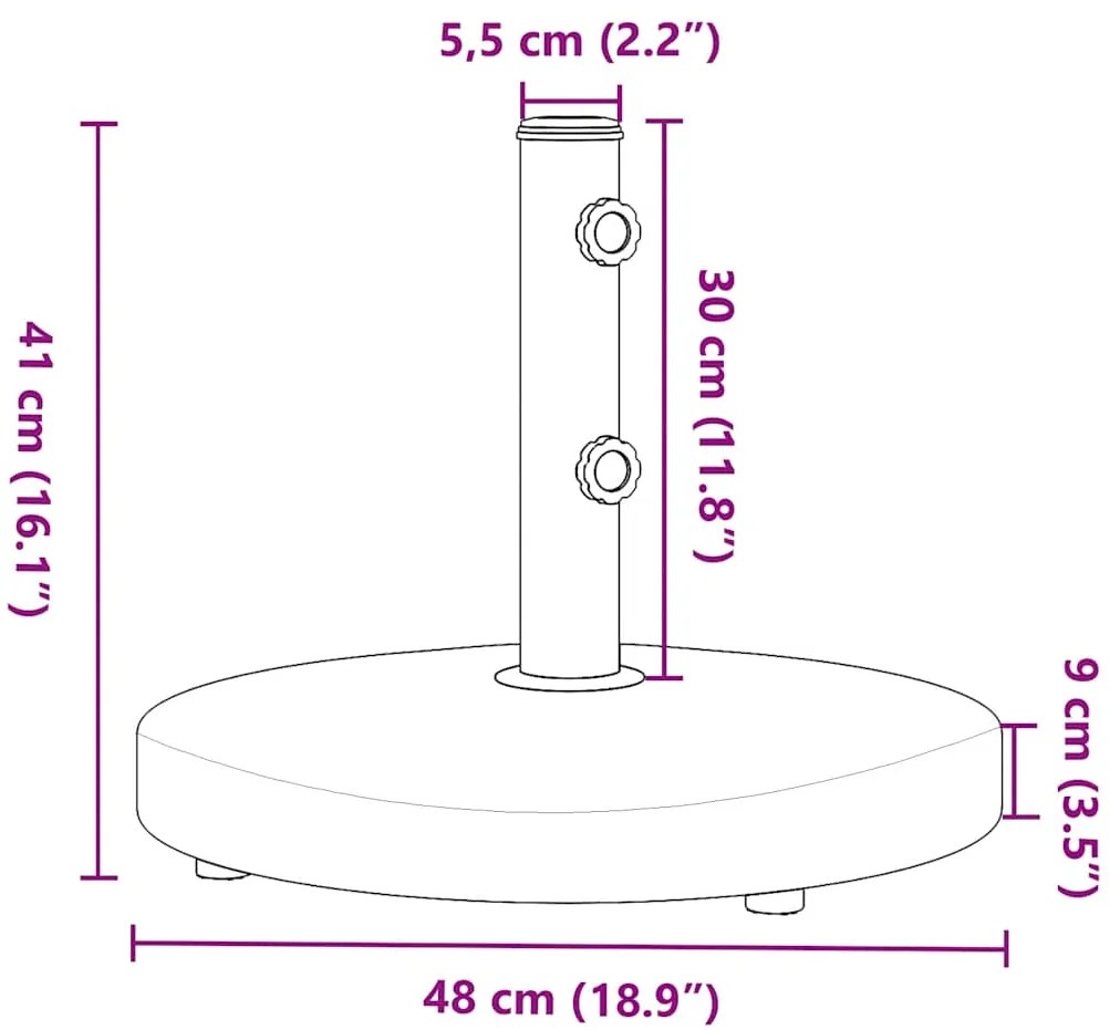 Base de guarda-sol para postes de Ø32/38/48 mm 25 kg redondo