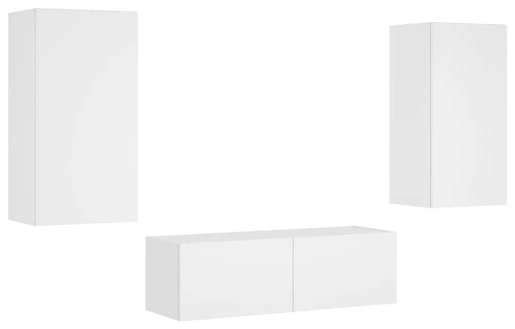 3 pcs móveis de parede para TV com luzes LED branco