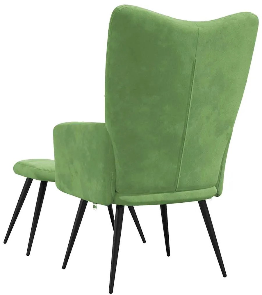 Cadeira de descanso com banco veludo verde-claro