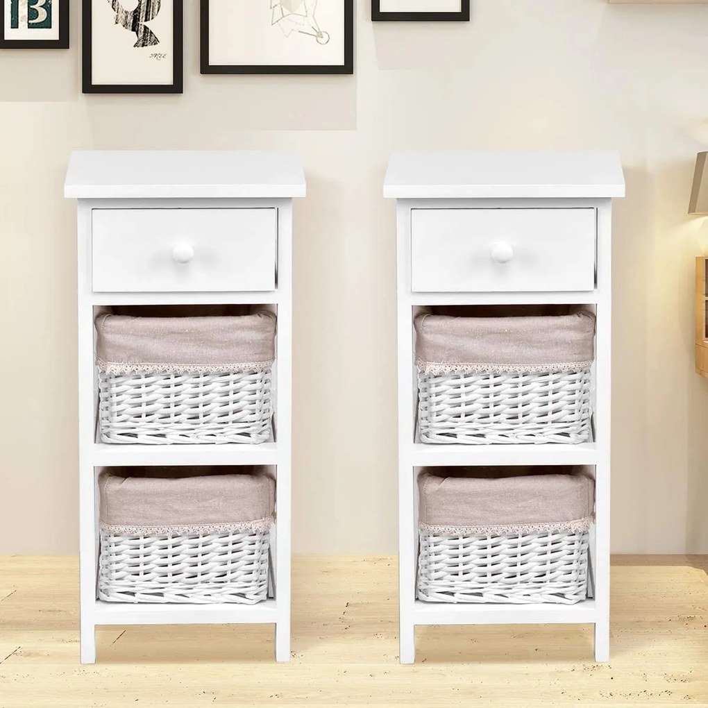 Conjunto de 2 Mesas de Cabeceira "Linna" - 28 x 26 x 59,5 cm - Branco