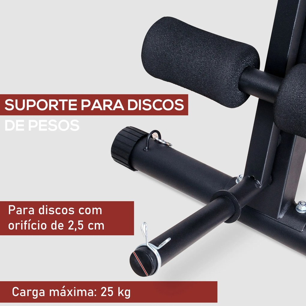 Banco de Musculação com Encosto Ajustável em 7 Posições Extensão de Pernas Apoio para Bíceps e Banda de Resistência para Treino Completo em Casa 54x16