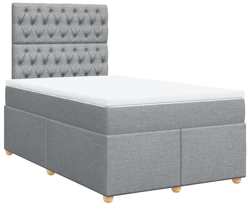 Cama boxspring com colchão 120x190 cm tecido cinzento-claro