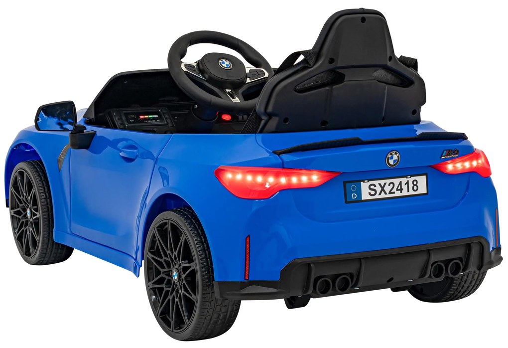 Carro elétrico para Crianças BMW M4 12V Rodas Espuma EVA, Assento couro ecológico Azul