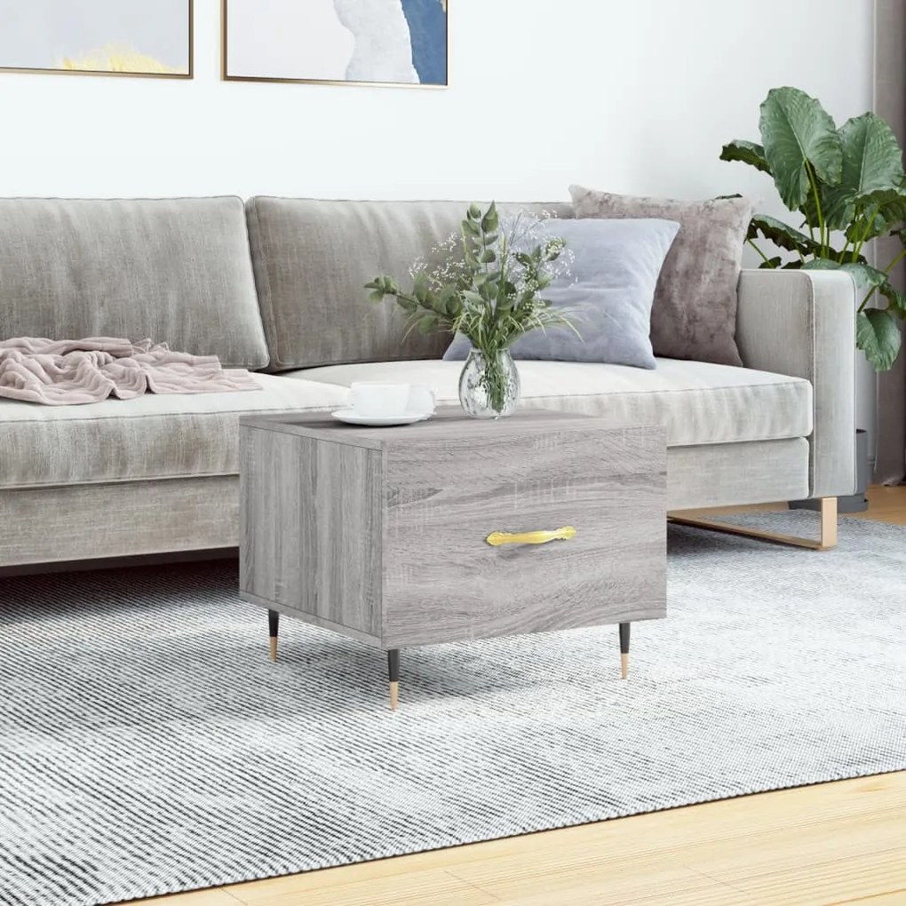 vidaXL Mesa de centro 50x50x40 cm derivados madeira sonoma cinza