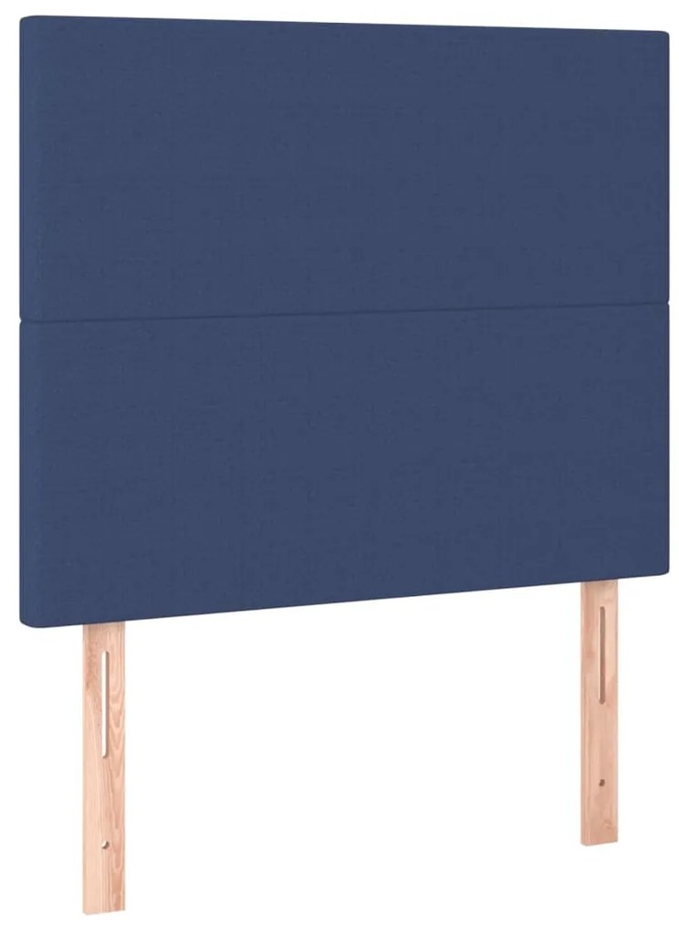 Cabeceira de cama c/ LED tecido 90x5x118/128cm azul