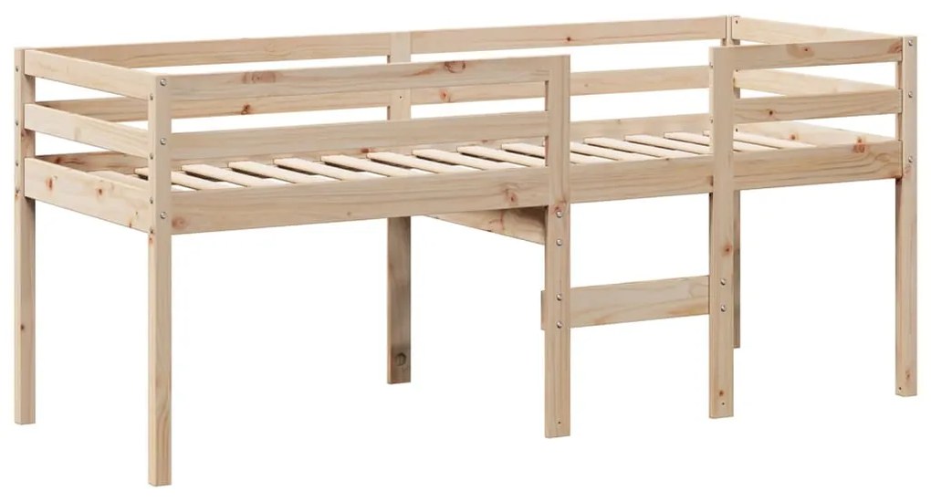 Cama alta com telhado 90x190 cm pinho maciço castanho-mel