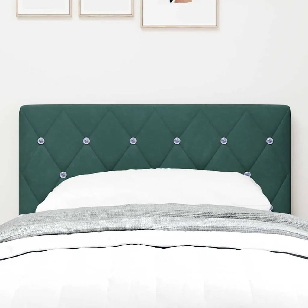 Cabeceira de Veludo Verde Escuro com Botões de Cristal Tufted 80 cm